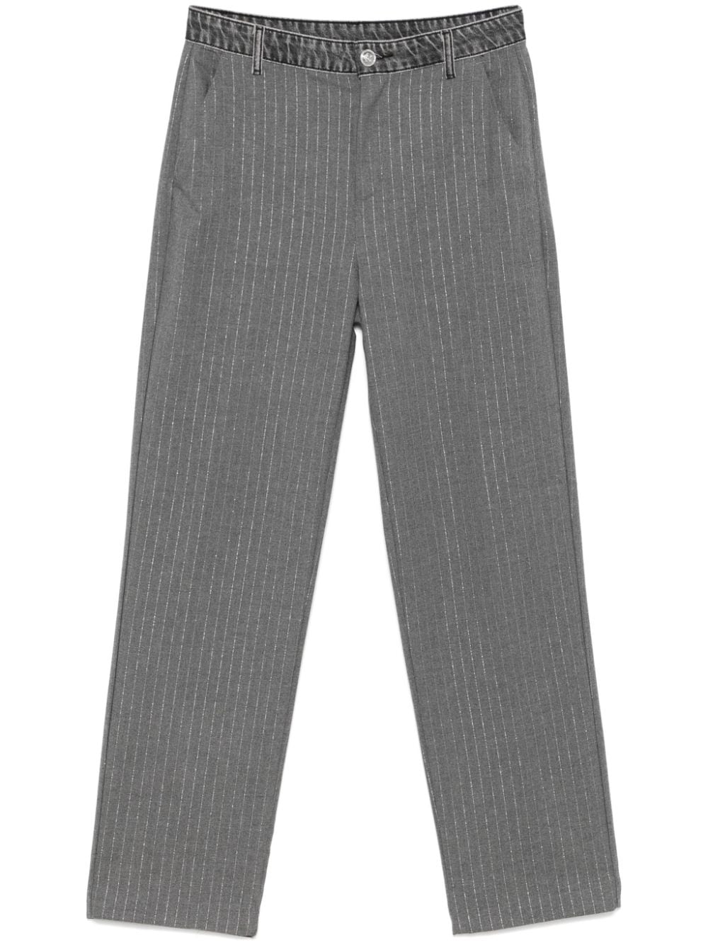 Shop Liu •jo Pinstriped Trousers In Grey