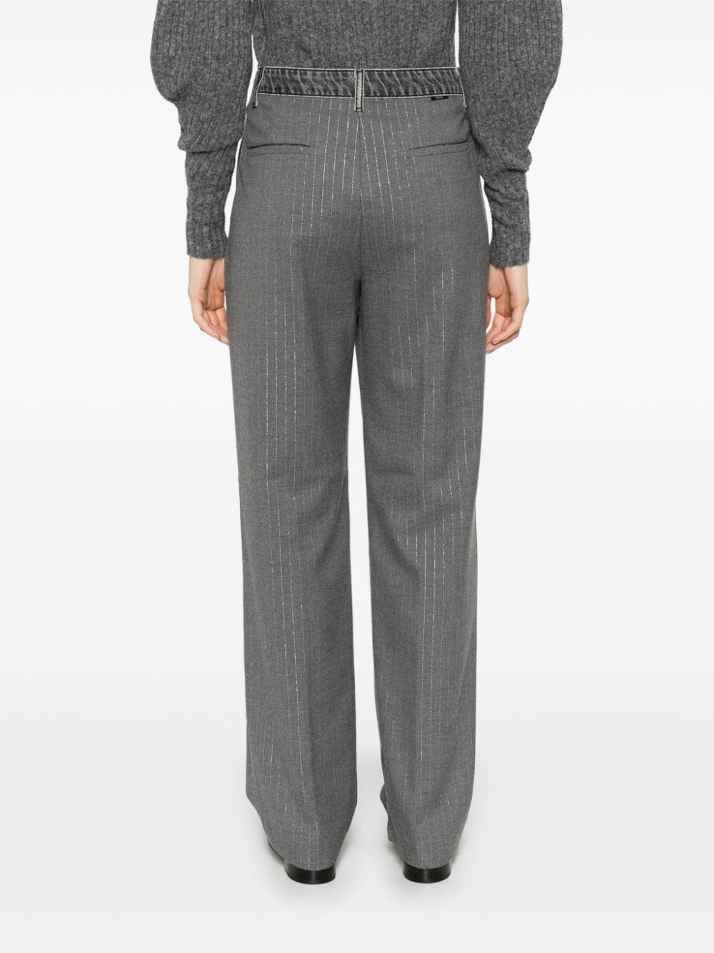 Shop Liu •jo Pinstriped Trousers In Grey