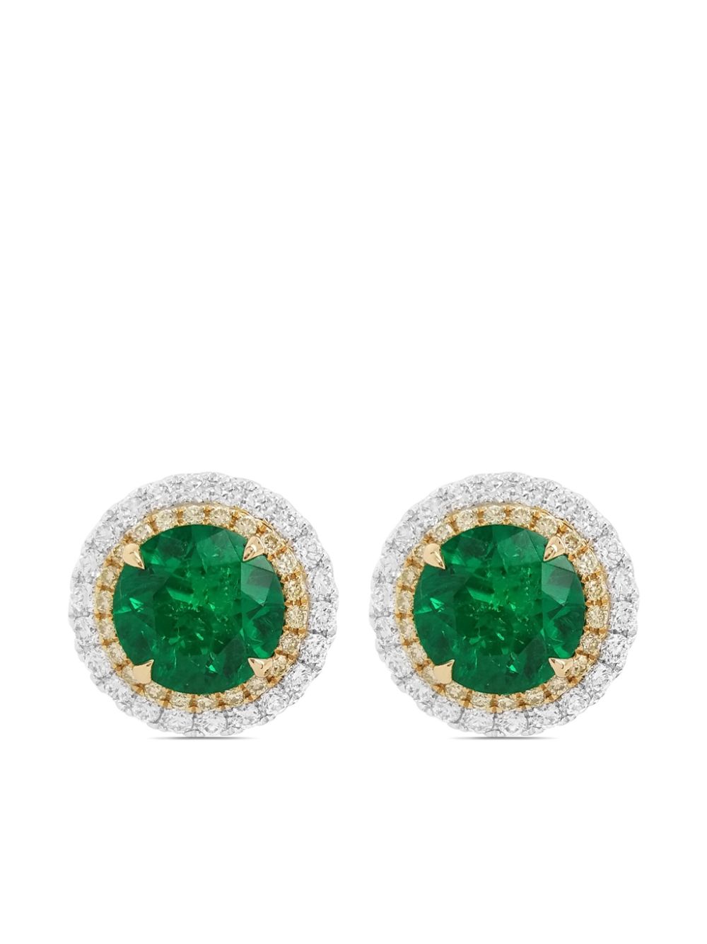 18k white gold diamond and emerald earrings