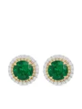 HYT Jewelry 18k white gold diamond and emerald earrings