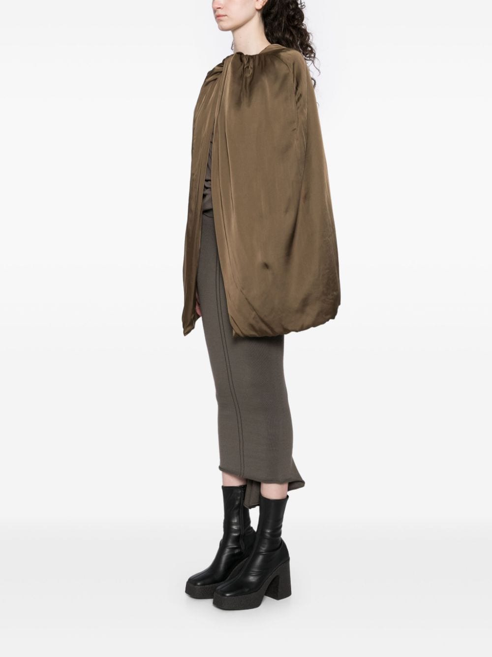 Shop Rick Owens Porterville Padded Cape In Brown