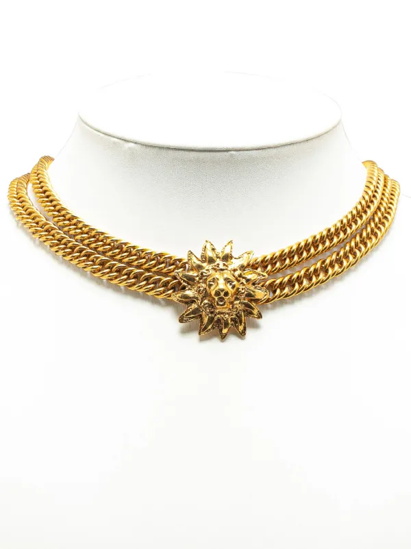 CHANEL Pre-Owned 1970-1980 Gold Plated Lion Head Choker CHANEL Pre-Owned 1970-1980 Gold Plated Lion Head Choker