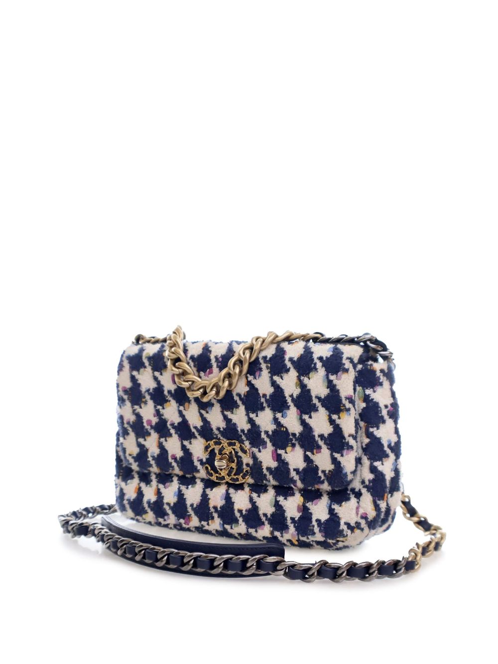 CHANEL 2020 Medium Houndstooth Tweed 19 Flap Bag satchel Women