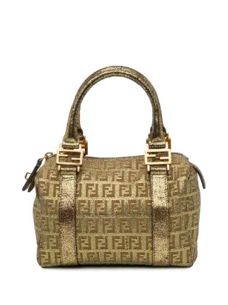 Fendi Pre Owned 2000 2010 Mini Zucchino Canvas Bauletto Forever Boston Bag Gold FARFETCH BE
