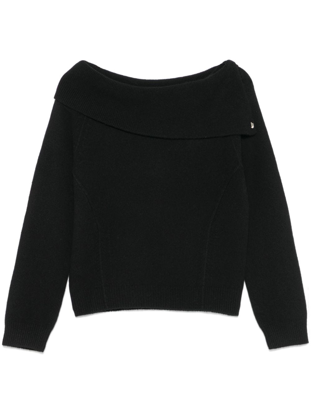 Shop Liu •jo Folded-collar Sweater In Black