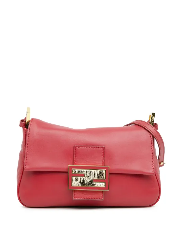 Fendi Pre Owned 2010 2023 Mini Calfskin Chain Mamma Forever shoulder bag women Calf Leather Leather One Size Red