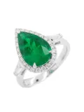 HYT Jewelry 18k white gold diamond and emerald ring