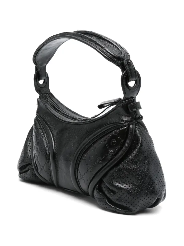 関税負担なし◆MARINE SERRE◆Futura Mini レザーハンドバッグ Glossy Leather Futura Mini • Marine Serre