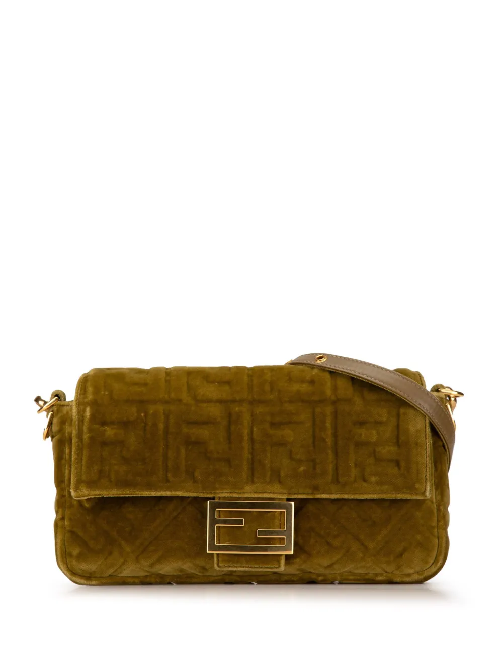 Fendi Pre-Owned 2010-2023 ズッカ ベルベット サッチェルバッグ - グリーン Fendi Pre-Owned 2010-2023 ズッカ ベルベット サッチェルバッグ - グリーン