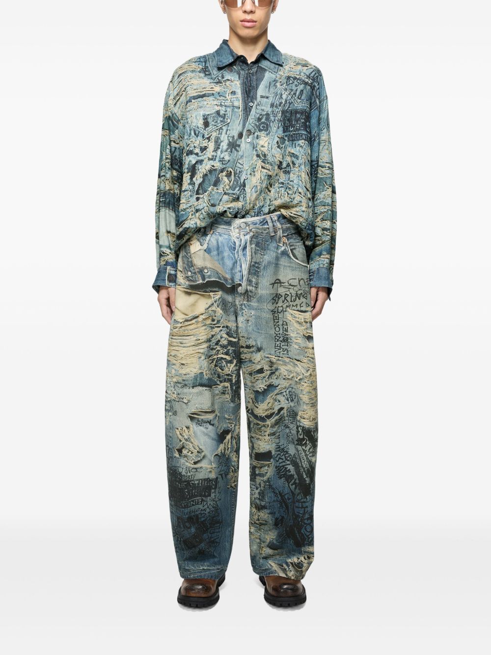 Acne Studios Overhemd met print - Blauw