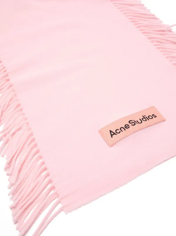 Acne Studios Fringe Wool Scarf Pink FARFETCH IN