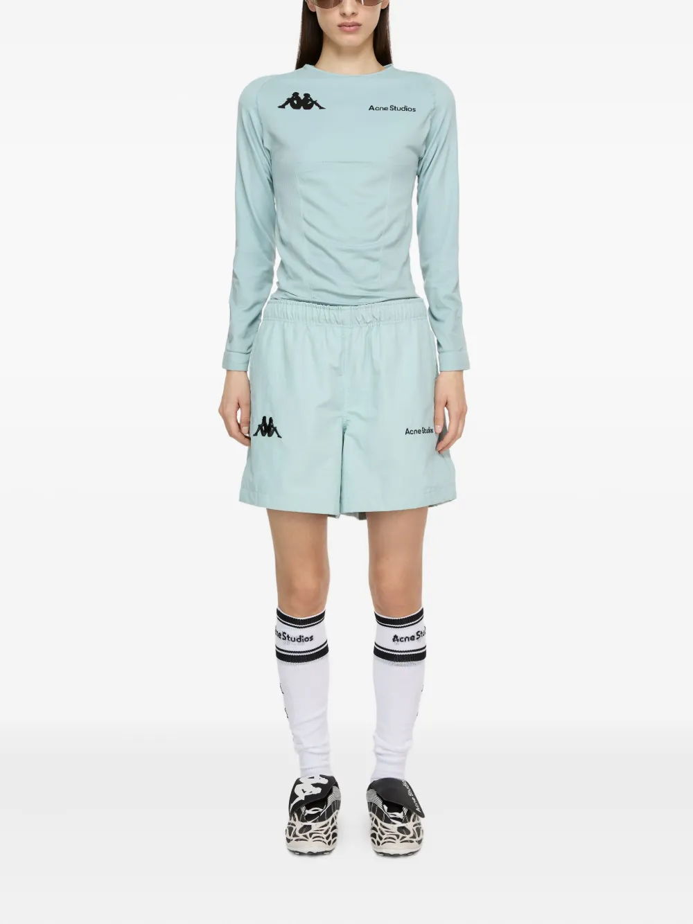 Acne Studios Logo-embroidered Track Shorts In Blue