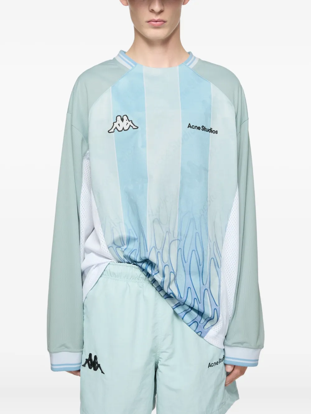 Acne Studios x Kappa gestreept T-shirt Blauw