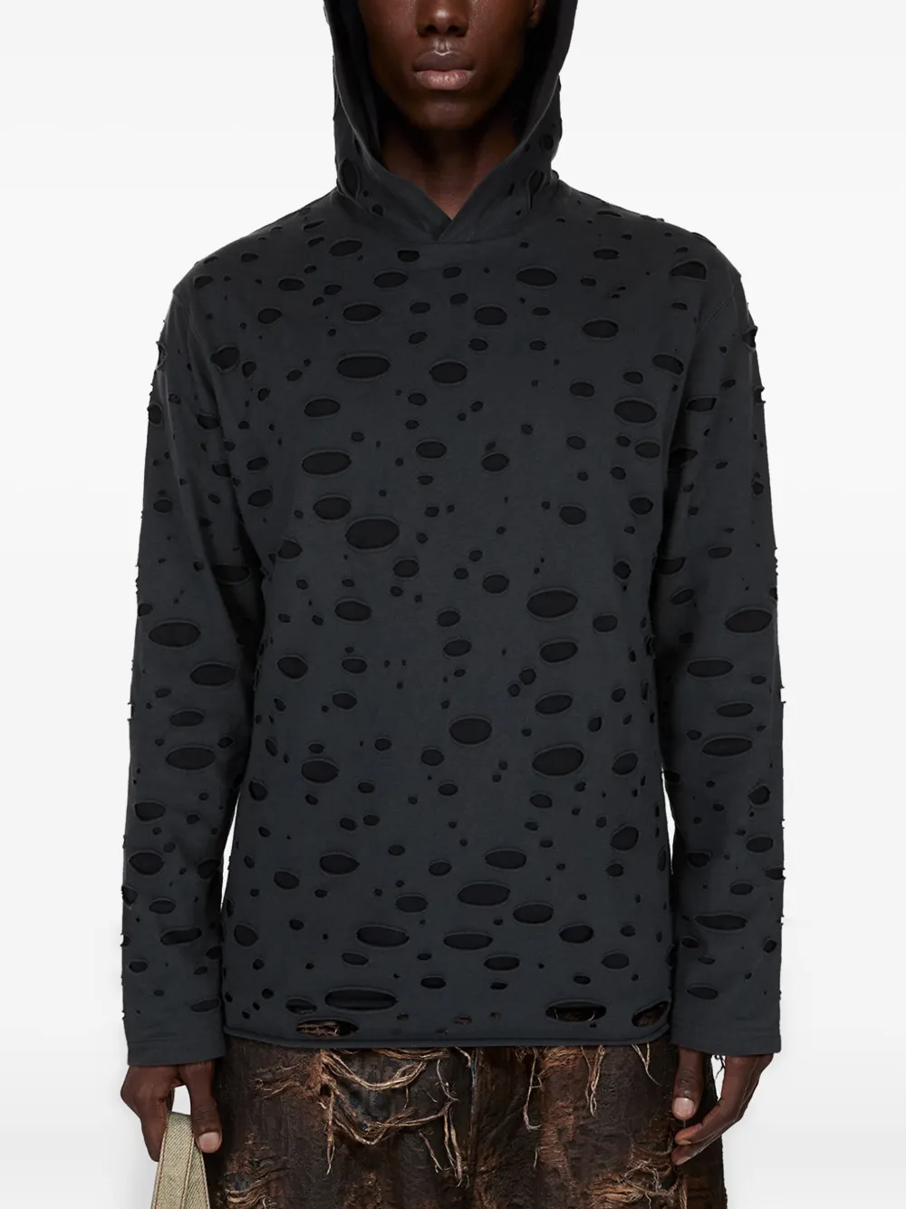 Acne Studios Hoodie met gescheurd detail Zwart