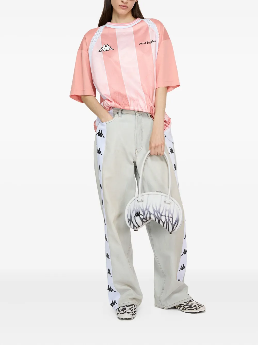 Acne Studios x Kappa leren schoudertas Wit