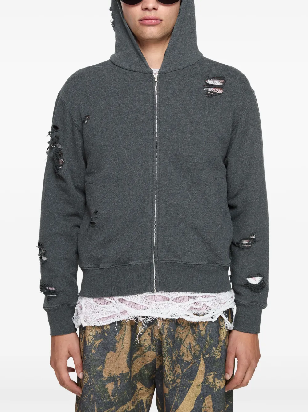 Acne Studios Felpa in jersey con cappuccio ed effetto vissuto - Nero