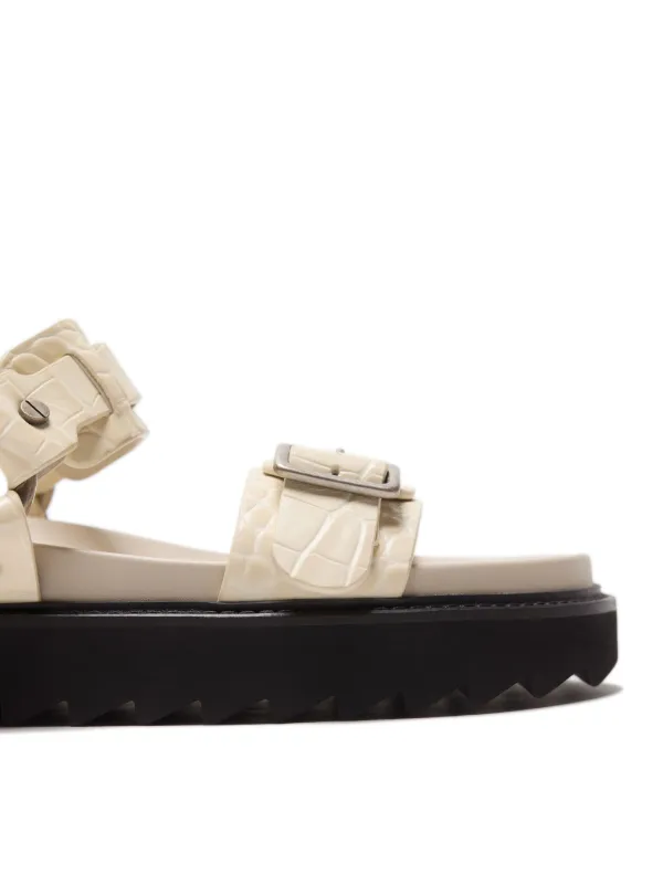 acne studios レザーヒールサンダル Acne Studios バックル レザーサンダル | ニュートラル