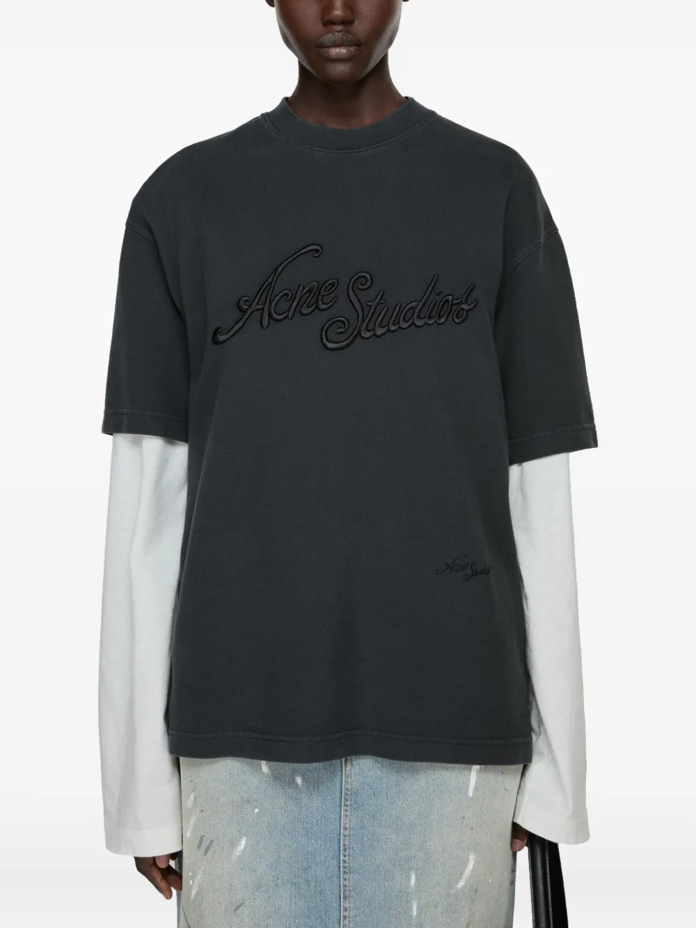 Acne Studios T-shirt met borduurwerk Zwart