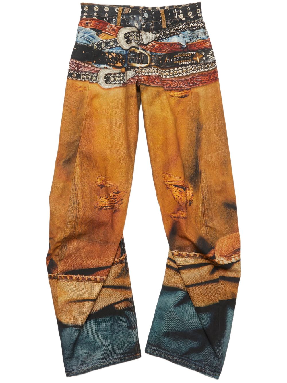 Acne Studios trompe l'oeil-print jeans - Orange