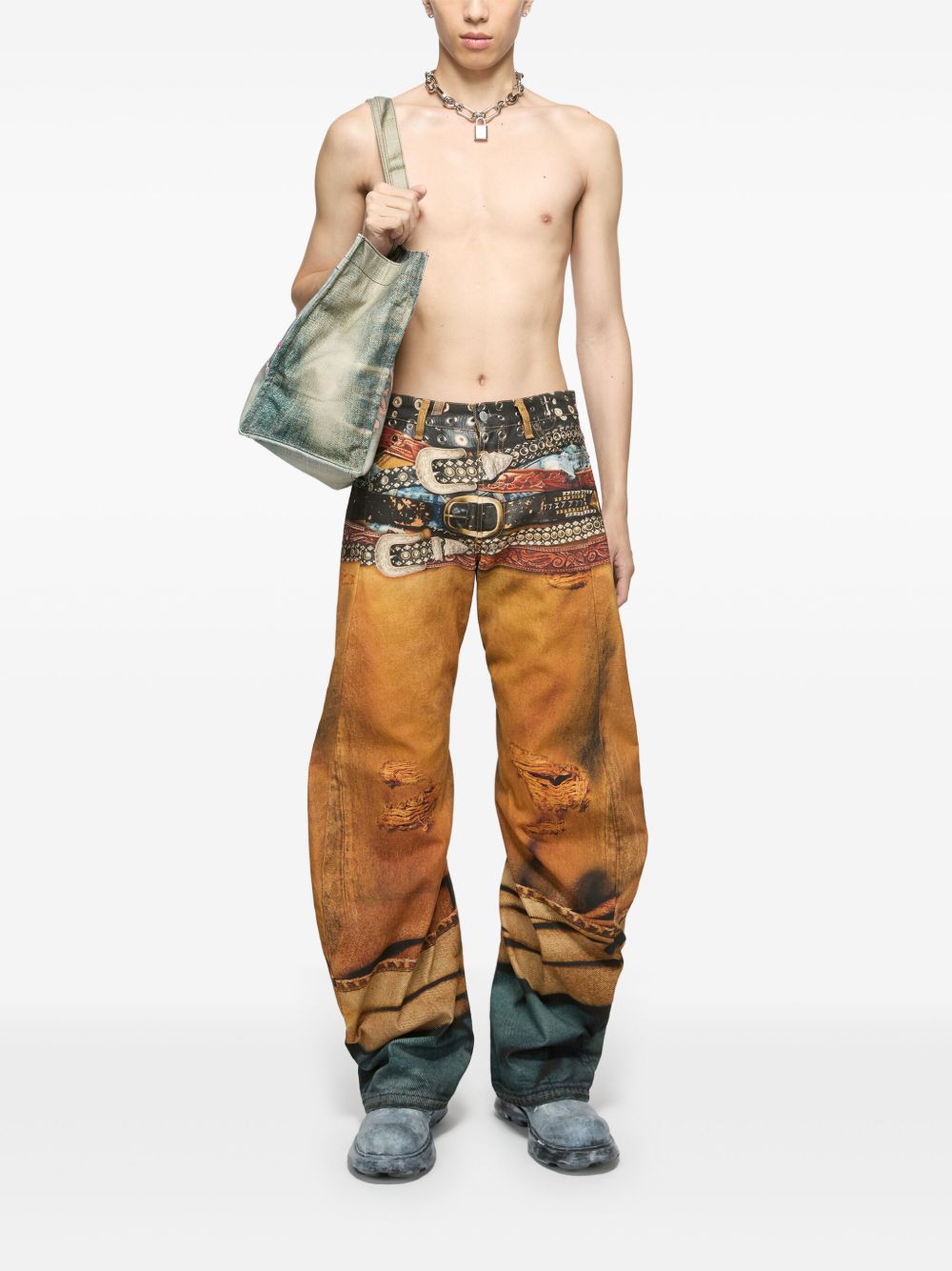 Acne Studios trompe l'oeil-print jeans - Orange