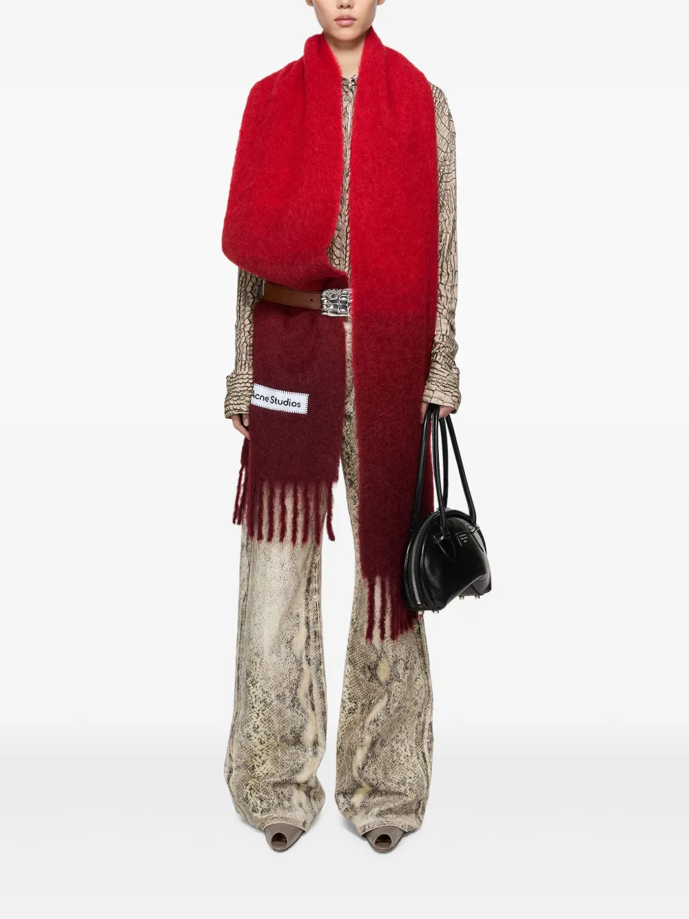 Acne Studios Gradient-effect Scarf In Red