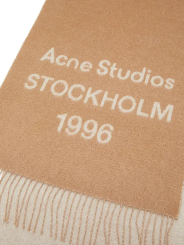 Acne Studios logo-print Wool Scarf | Brown | FARFETCH