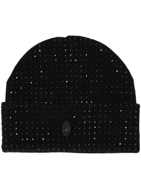 Kurt Geiger London crystal-embellished Eagle Beanie | Black