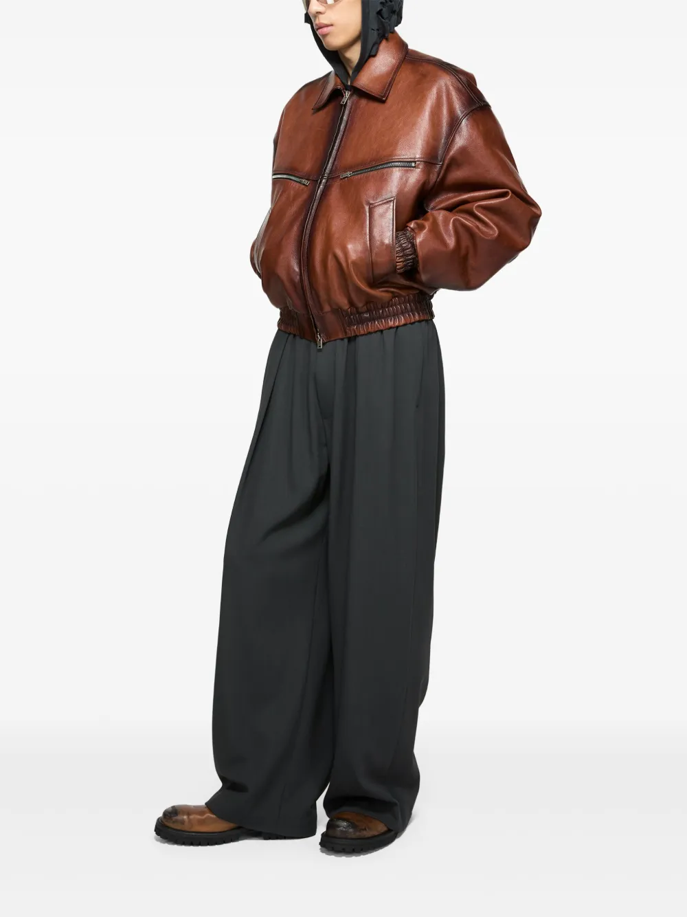 Acne Studios Leren jack Bruin