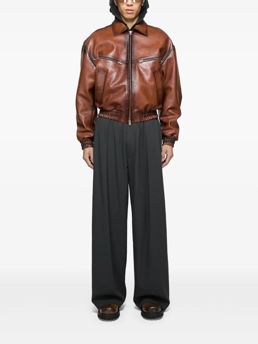 Acne Studios Leren jack Bruin