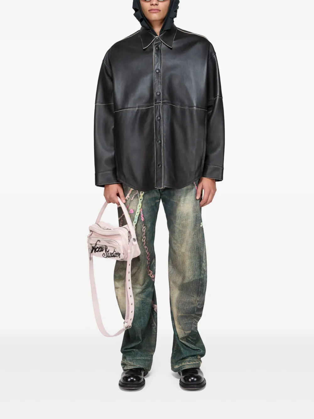 Acne Studios Leren overhemd - Zwart