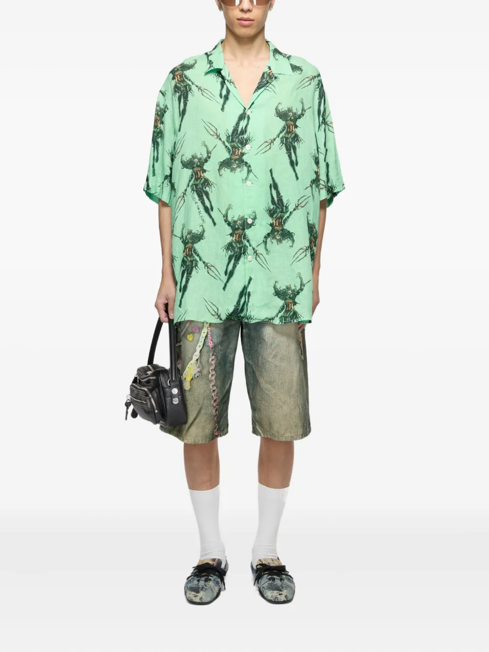 Acne Studios Overhemd met print - Groen