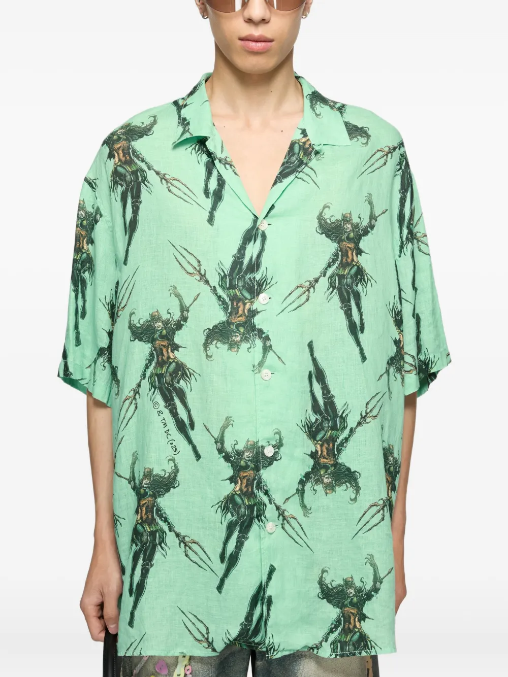 Acne Studios Overhemd met print Groen