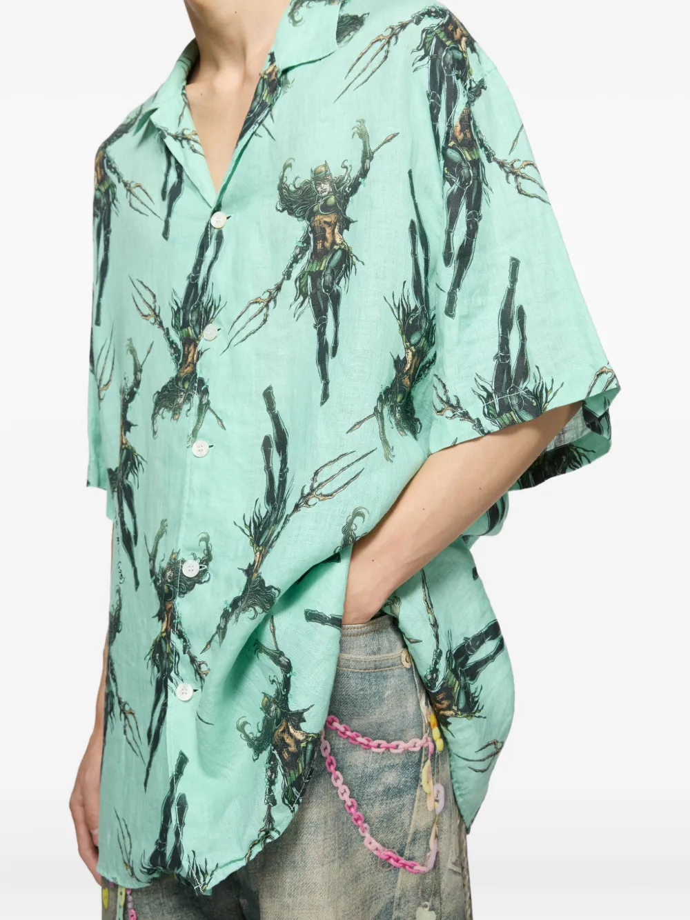 Acne Studios Overhemd met print Groen