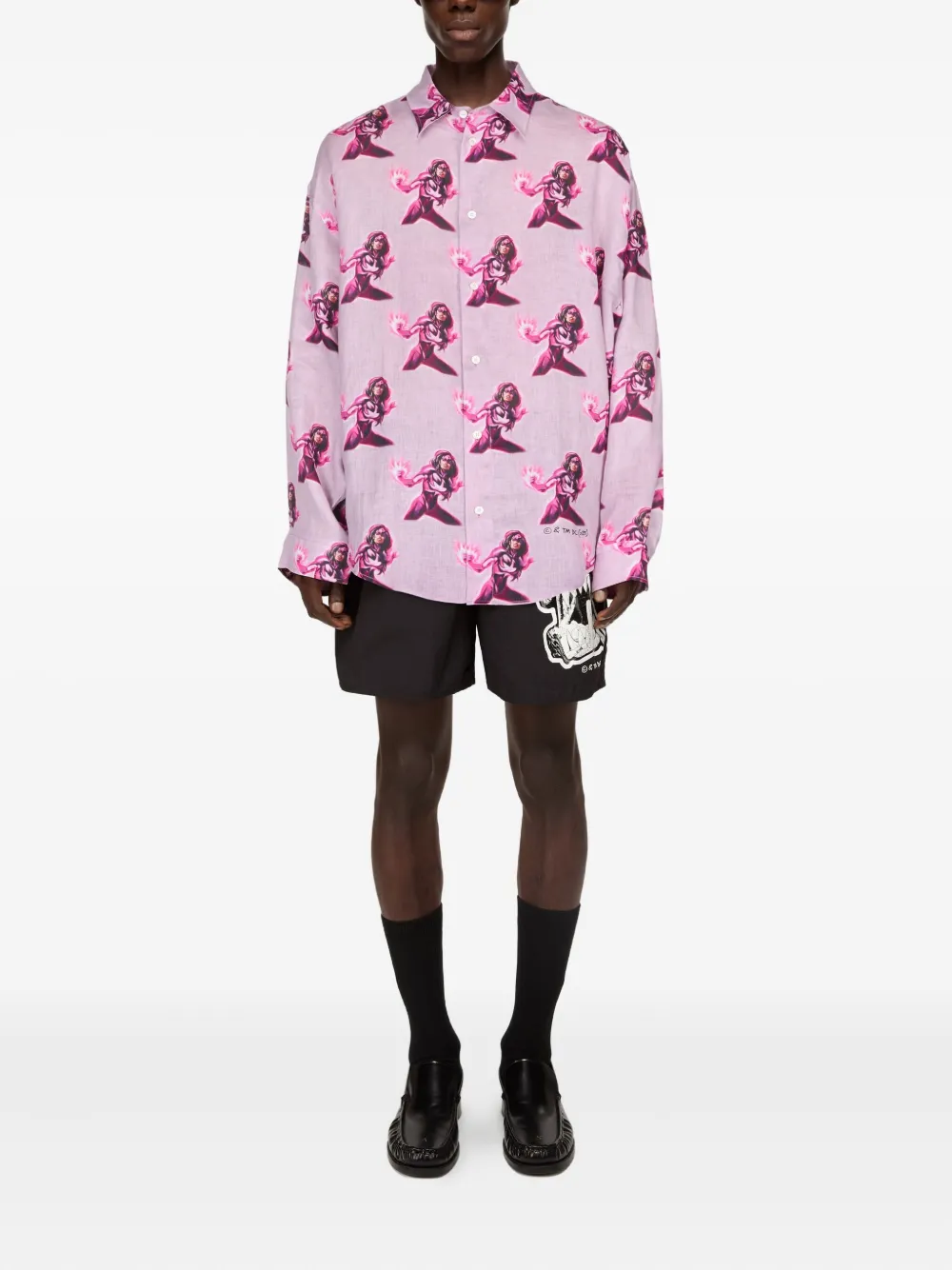 Acne Studios printed button-up shirt - Roze