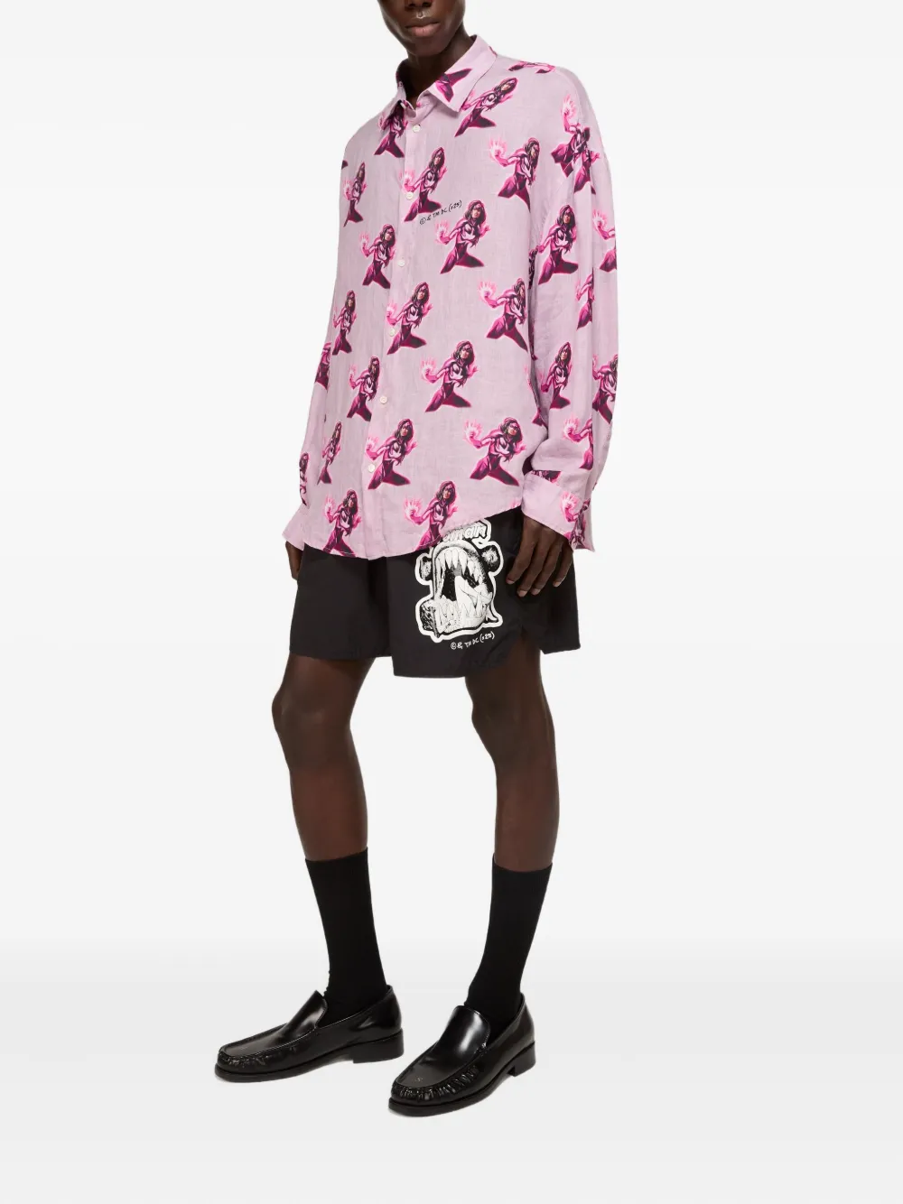 Acne Studios Zwembroek met grafische print Zwart