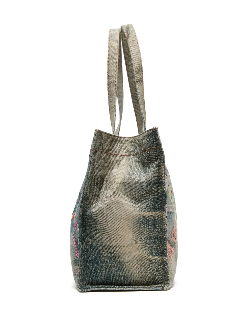 Acne Studios Shopper met denim print - Blauw