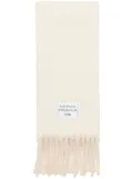 Acne Studios logo-patch fringed scarf - White