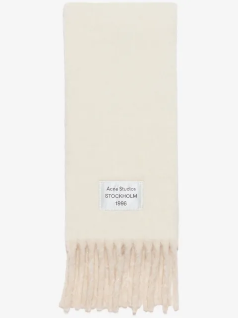 Acne Studios logo-patch fringed scarf