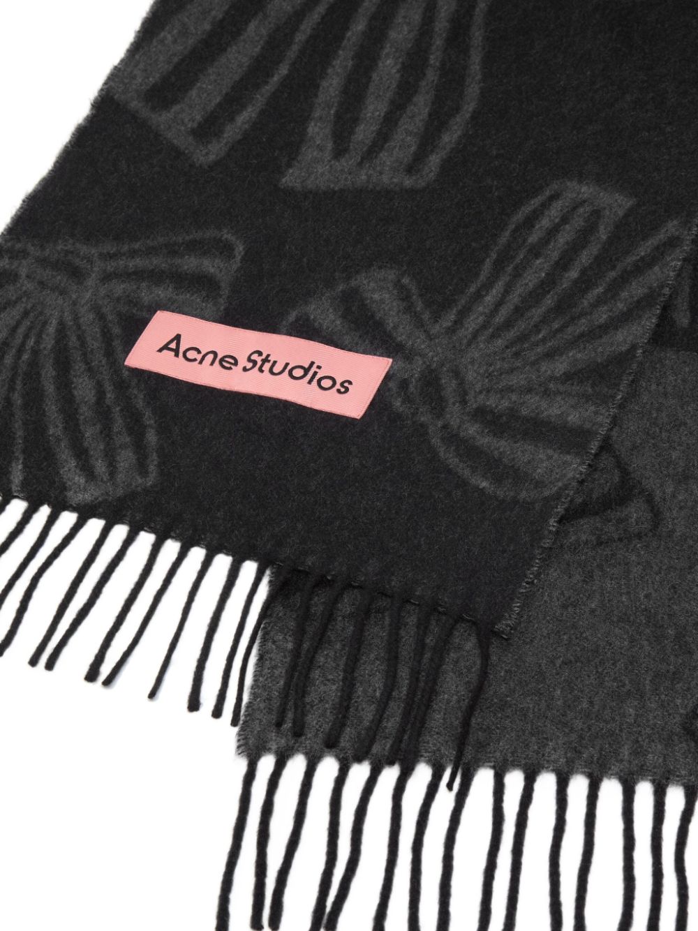 Acne Studios cashmere jacquard scarf - Zwart