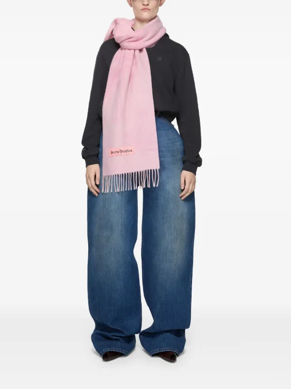 Acne Studios ロゴジャカードスカーフ(レッド&ピンク) Acne Studios ロゴジャカードスカーフ(レッド&ピンク) （HANKYU