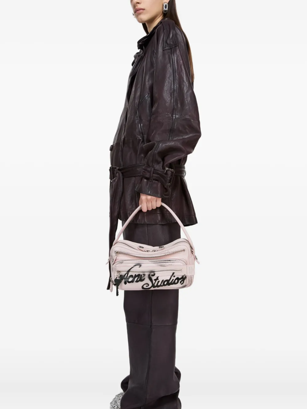 Acne Studios Schoudertas met logoprint - Roze