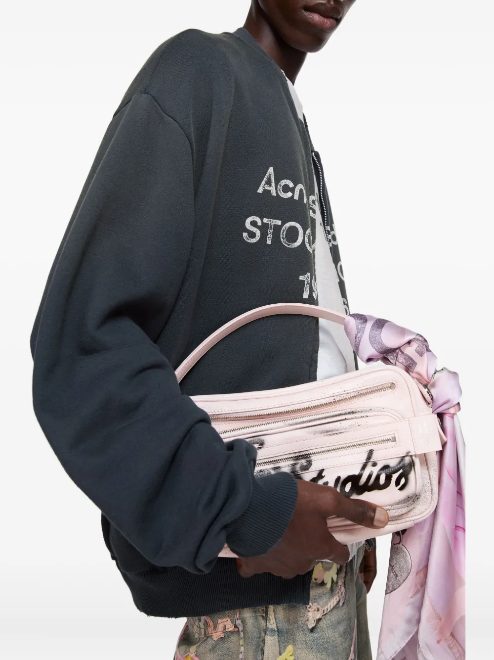 Acne Studios Schoudertas met logoprint Roze