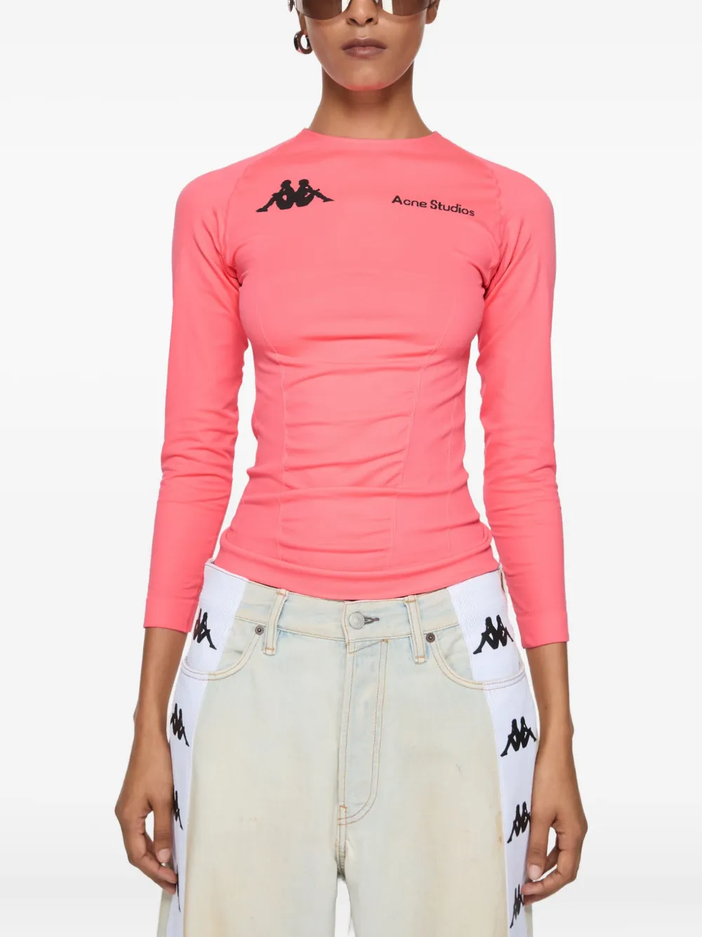 Acne Studios x Kappa T-shirt met logo Roze