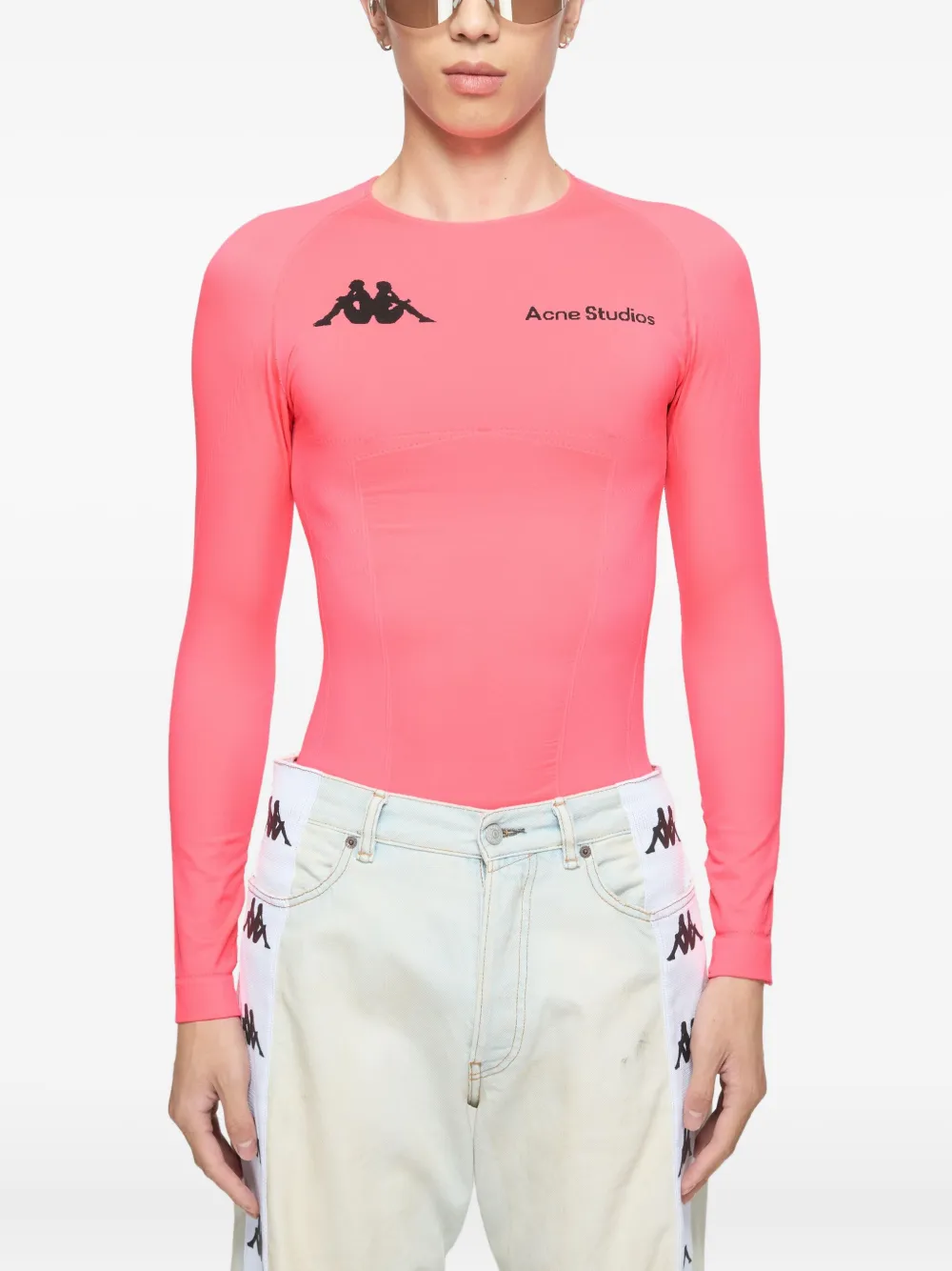 Acne Studios x Kappa T-shirt met logo Roze