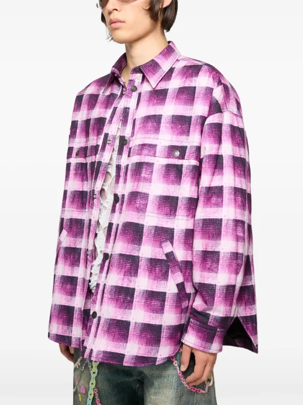 Acne Studios セタール タオルプリント チェックシャツ 男女兼用 Acne Studios Men's Setar Towel Print Check Shirt in Pink