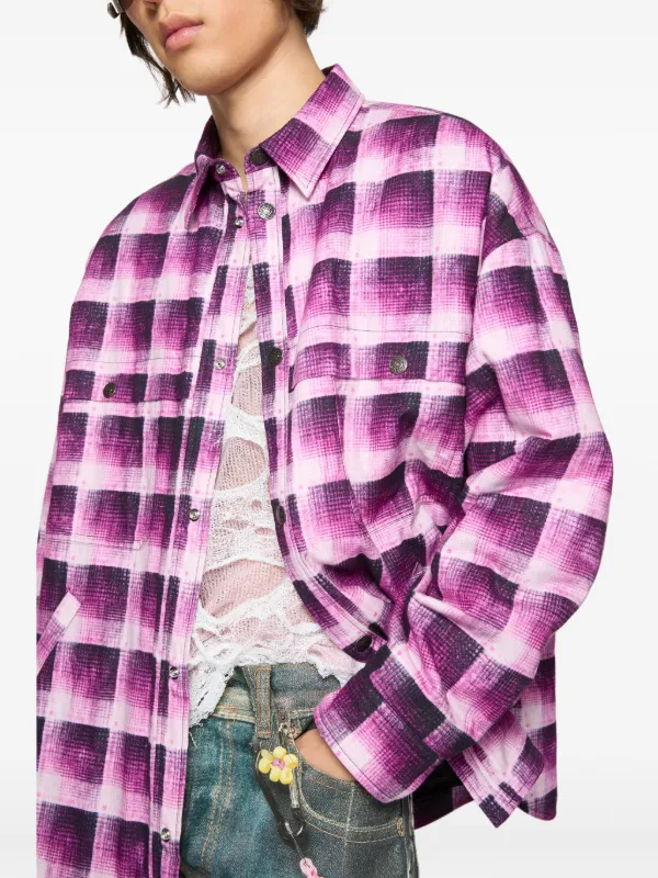 Acne Studios チェック シャツ | ピンク | FARFETCH JP