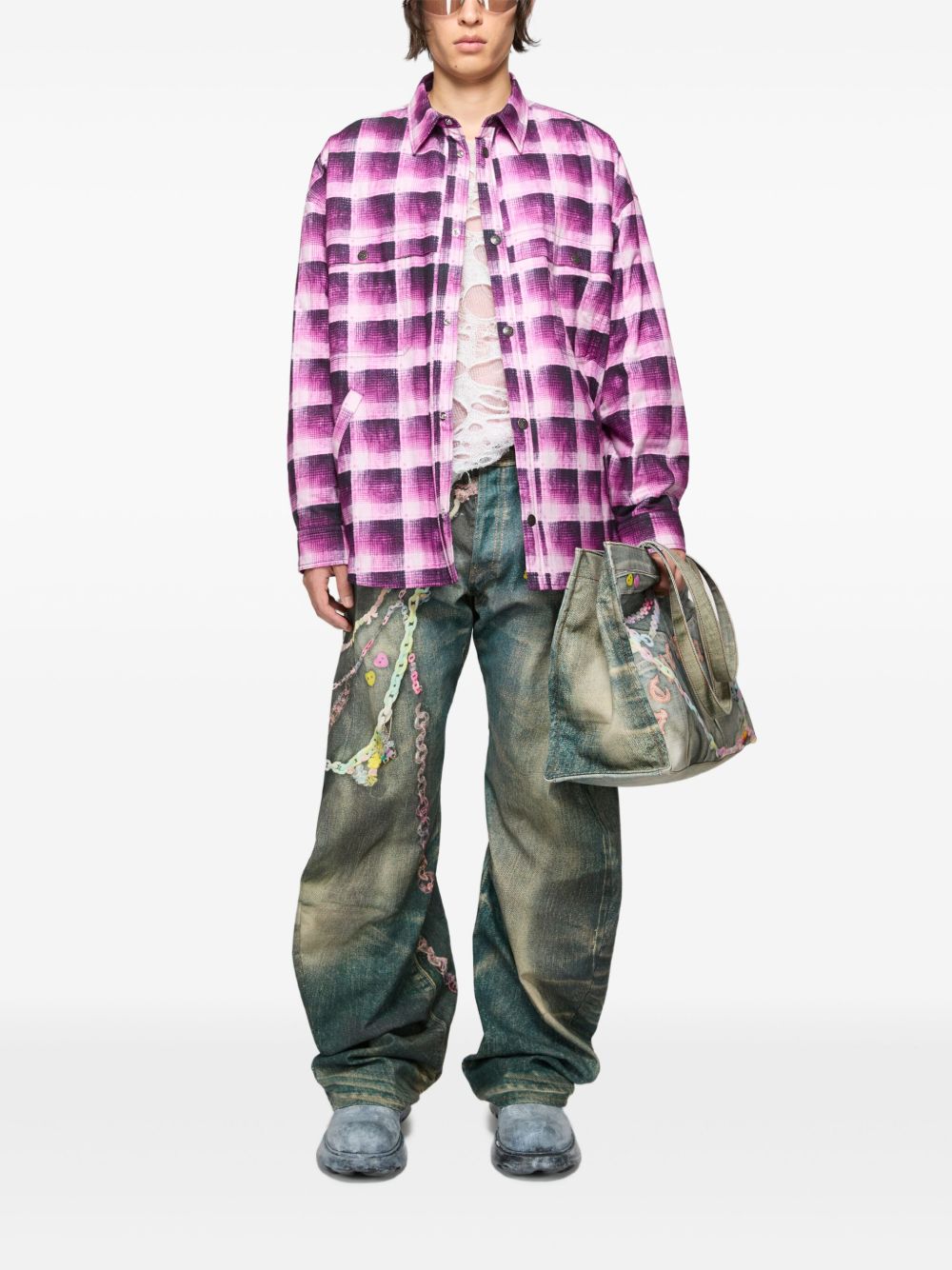 Acne Studios Geruit overhemd - Roze