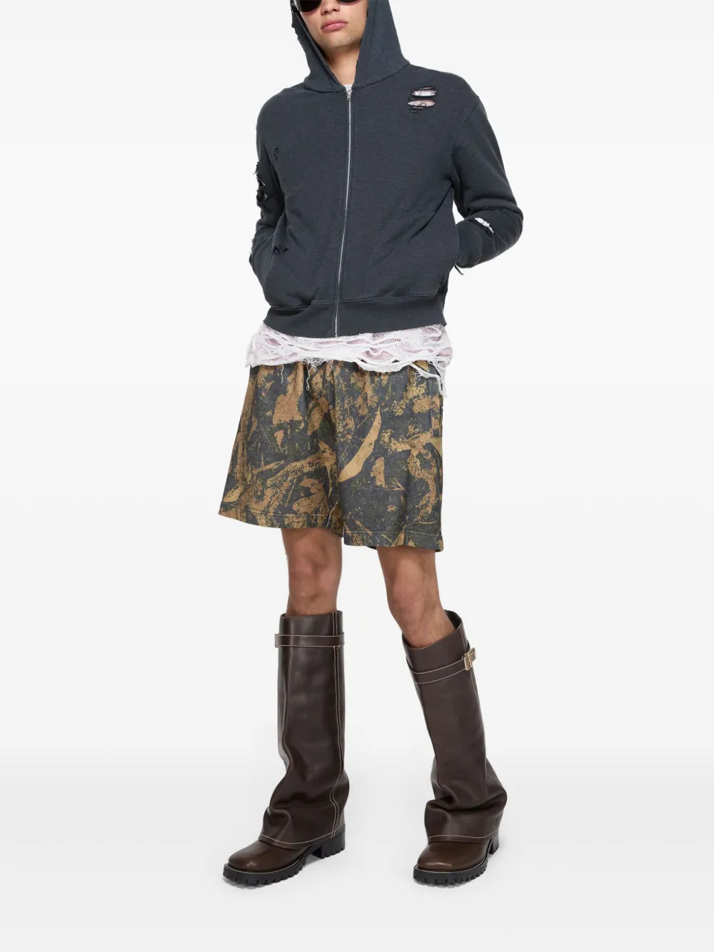 Acne Studios printed fleece shorts - Bruin