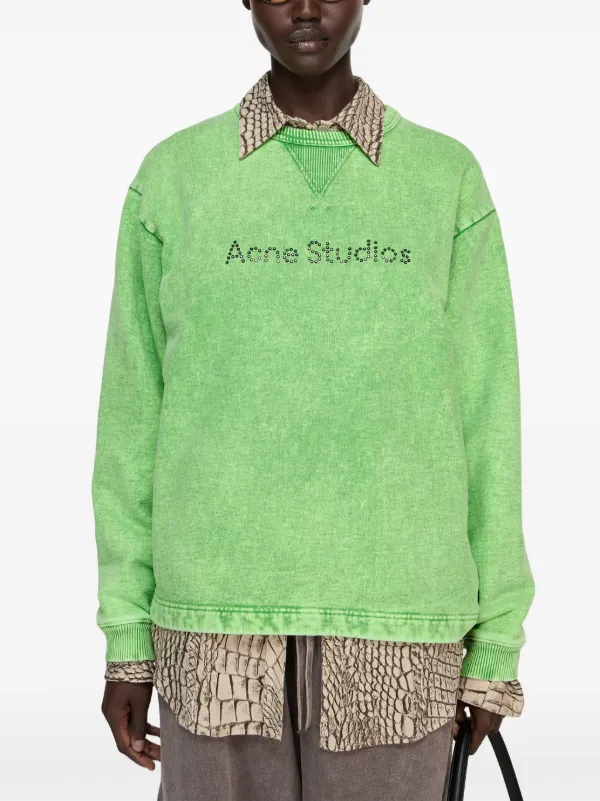 Acne Studios studded-logo Sweatshirt | Green | FARFETCH