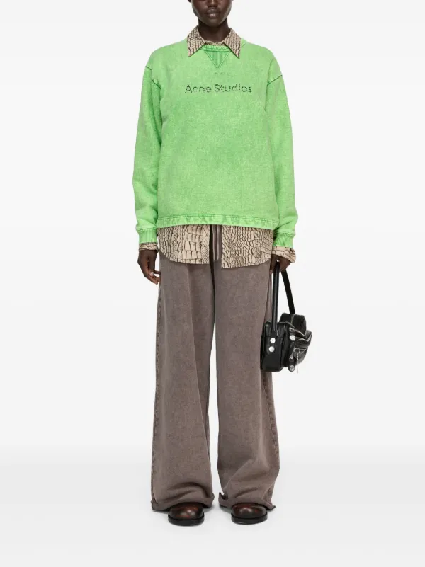 Acne Studios studded-logo Sweatshirt | Green | FARFETCH